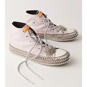 Women's High-Top Sneakers with Studded Details